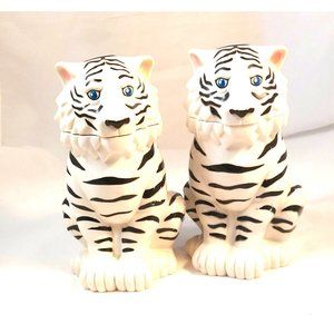 Ringling Bros Barnum & Bailey Circus WHITE TIGER Lidded Stein Mug Cup 2 set